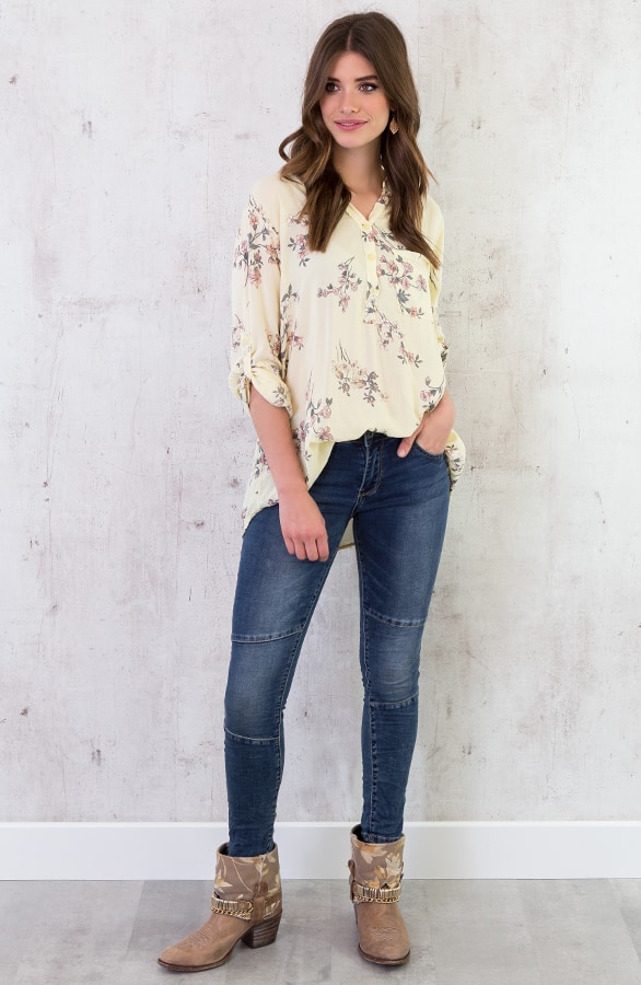 Bloemen Oversized Blouse Geel – shoparchief, foto 3