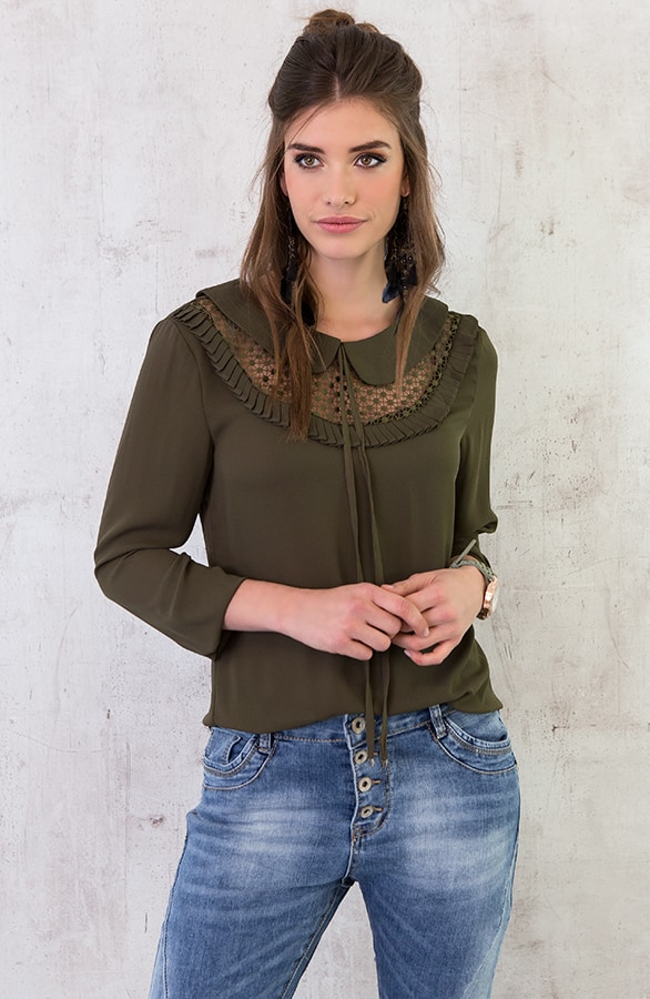 Collar Ruches Blouse Groen – shoparchief, foto 6