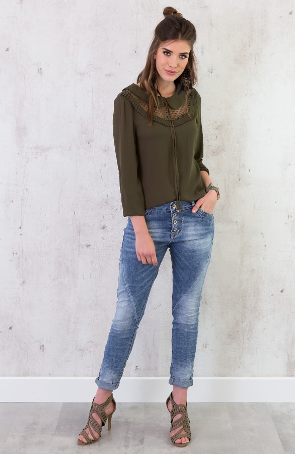 Collar Ruches Blouse Groen – shoparchief, foto 5