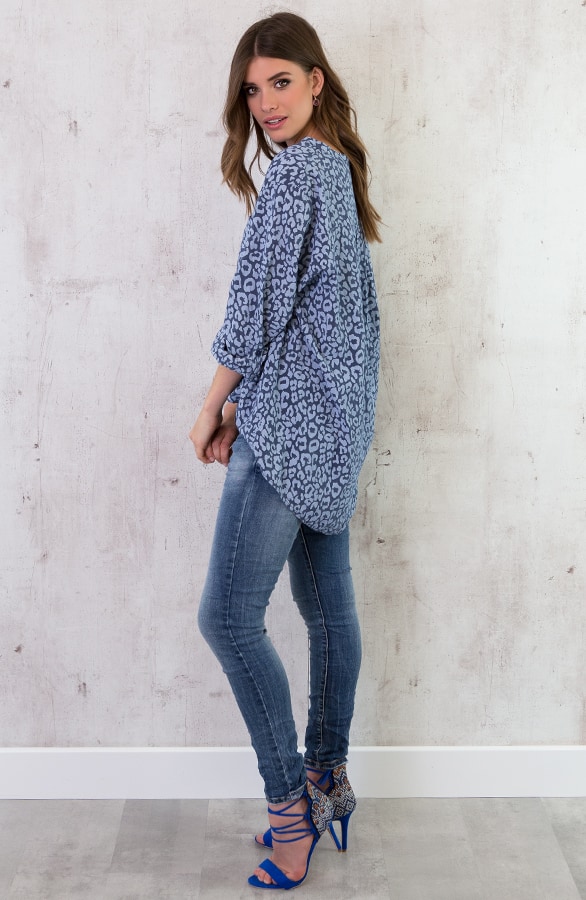 Panter Blouse Oversized Blauw – shoparchief, foto 5