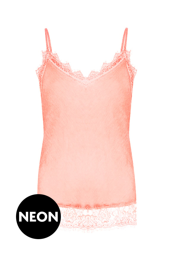 Romance Lace Top Neon Koraal – shoparchief