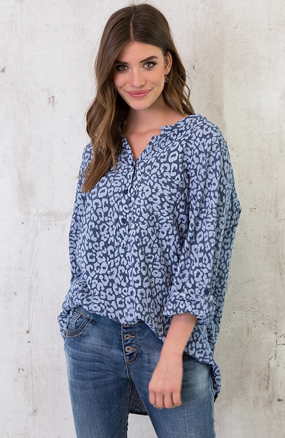 Panter Blouse Oversized Blauw – shoparchief, foto 4