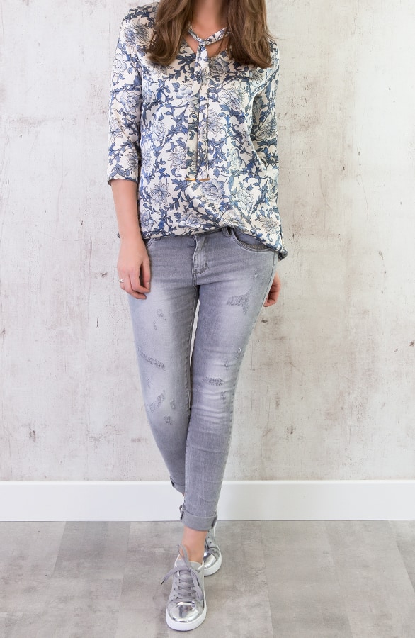 Zijde Print Blouse Blauw – shoparchief, foto 7