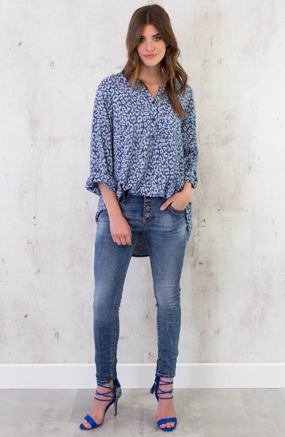 Panter Blouse Oversized Blauw – shoparchief, foto 3
