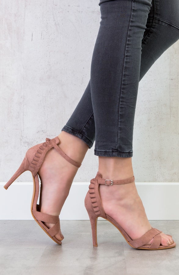 Suede Hakken Ruches Roze – shoparchief, foto 3