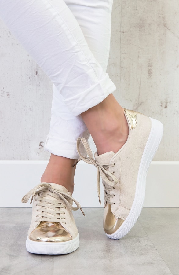 Glitter Sneakers Metallic Beige – shoparchief