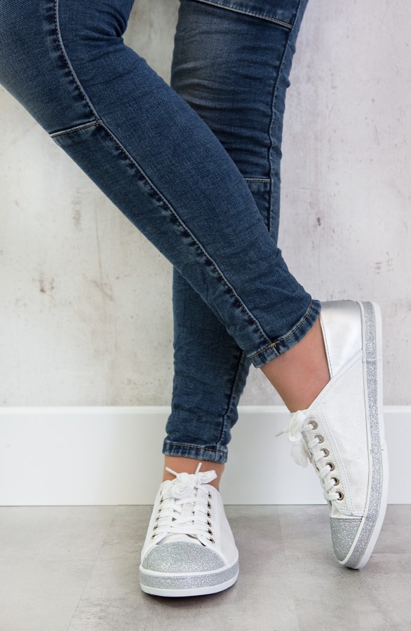 Glitter Sneakers Zilver – shoparchief, foto 2