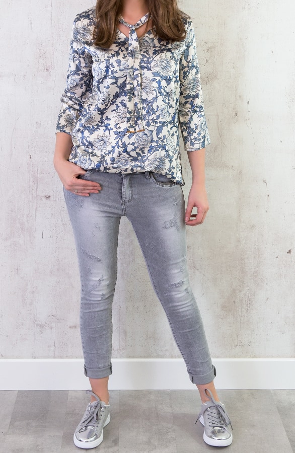 Zijde Print Blouse Blauw – shoparchief, foto 4