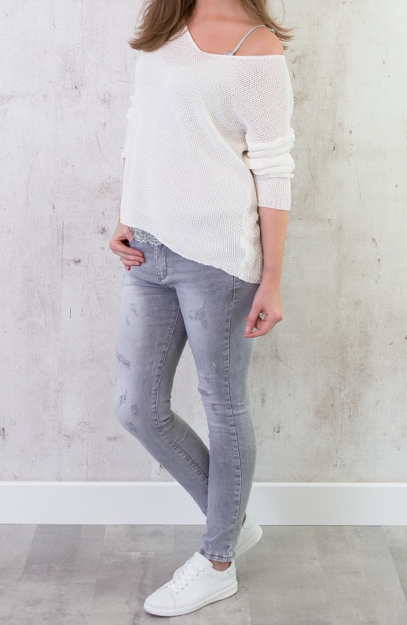 Dun Gebreide Trui Creme – shoparchief, foto 6