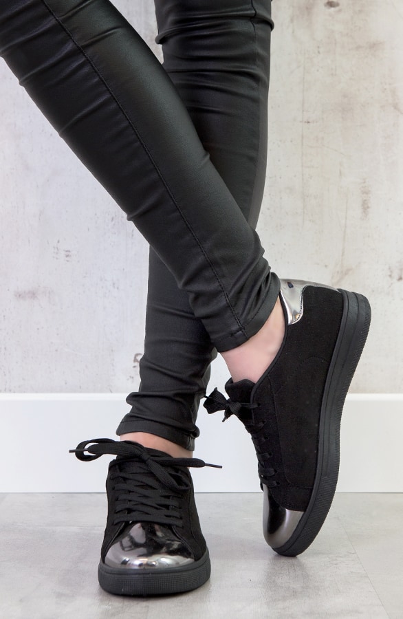 Glitter Sneakers Metallic Zwart – shoparchief