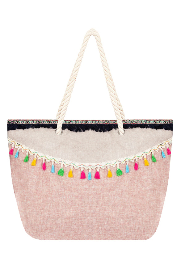 Aztec Kwastjes Strandtas Roze – shoparchief