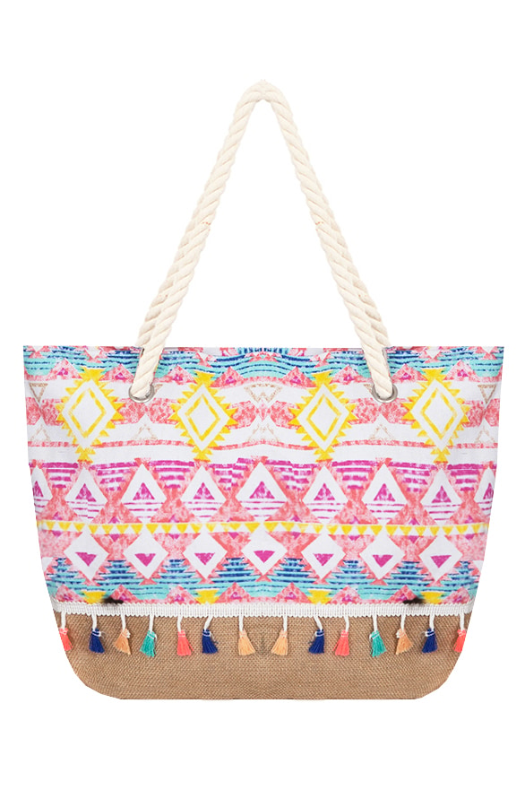 Aztec Strandtas Met Kwastjes – shoparchief