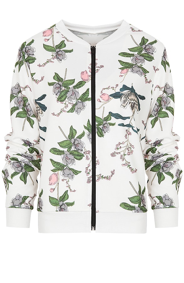 Bloemen Bomber Jasje Wit – shoparchief