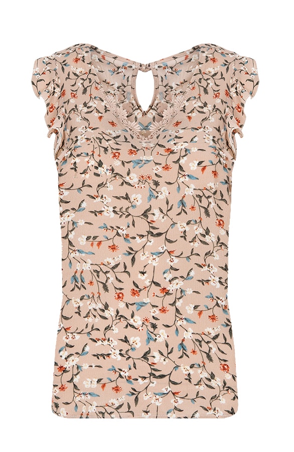 Bloemen Top Ruches Taupe – shoparchief