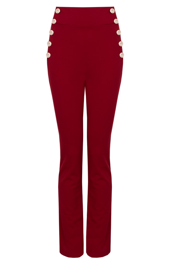 Button Broek High Waisted Rood – shoparchief