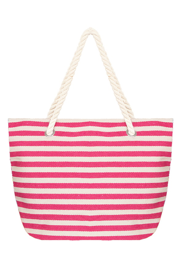 Gestreepte Strandtas Fuchsia – shoparchief