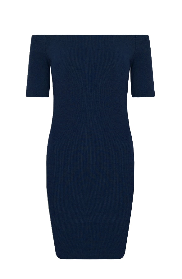 Off Shoulder Rib Jurk Marine – shoparchief