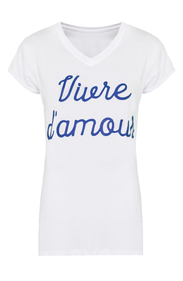 Vivre D Amour Top Wit Kobalt – shoparchief