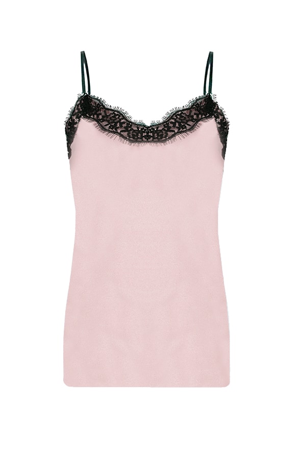 Zijde Top Met Kant Roze – shoparchief