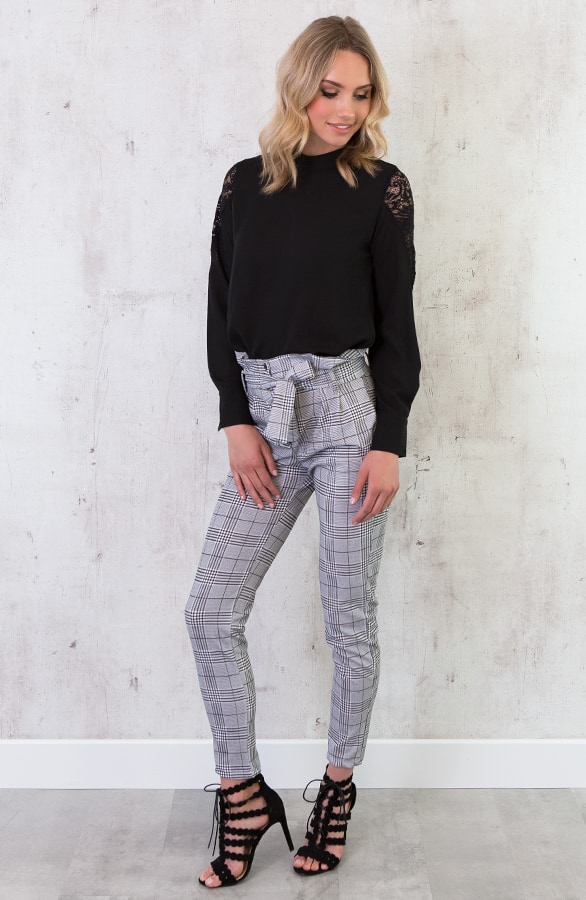 Kanten Rug Blouse Zwart – shoparchief, foto 4