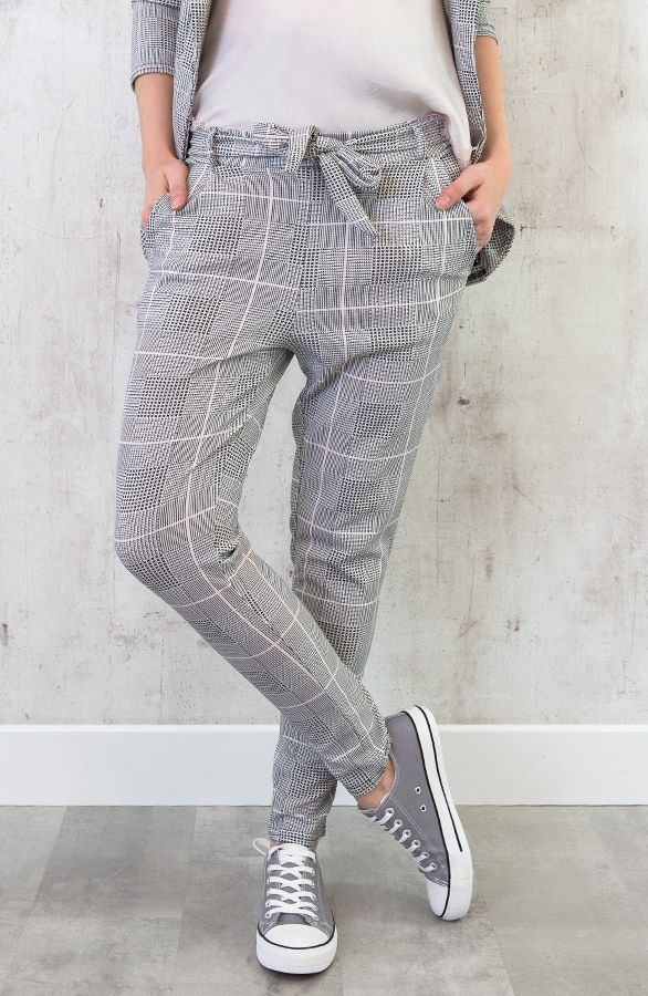 Geblokte Broek Strik Grijs – shoparchief