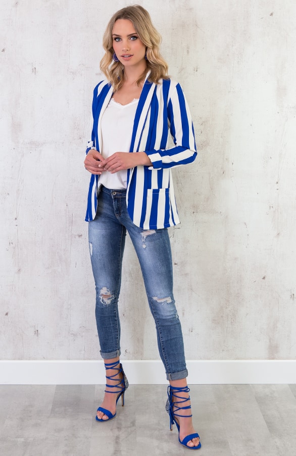 Strepen Blazer Kobalt Wit – shoparchief, foto 2