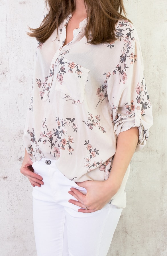 Bloemen Oversized Blouse Beige – shoparchief, foto 2