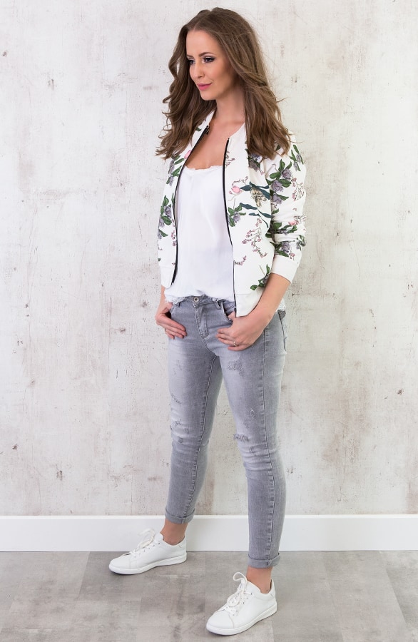 Bloemen Bomber Jasje Wit – shoparchief, foto 6