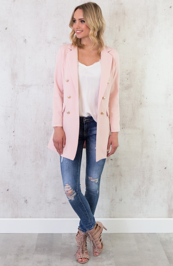 Lange Blazer Button Roze – shoparchief, foto 5