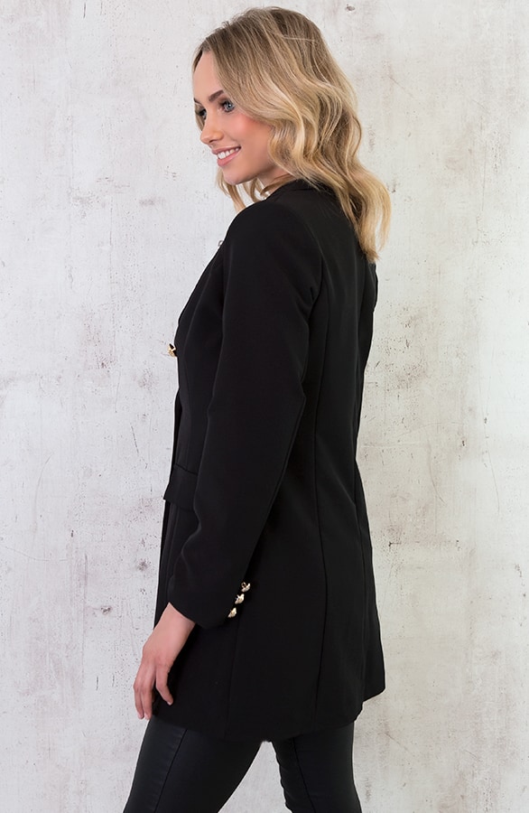 Lange Blazer Button Zwart – shoparchief, foto 4