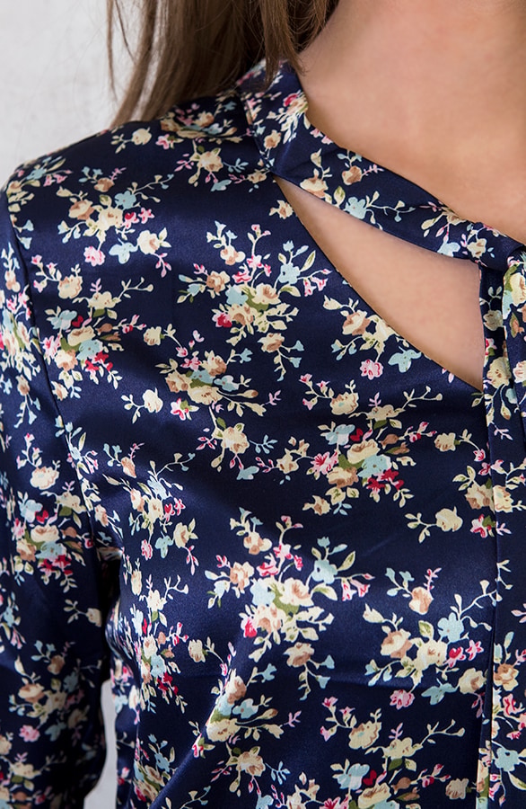 Strik Blouse Bloemen Marine – shoparchief, foto 4