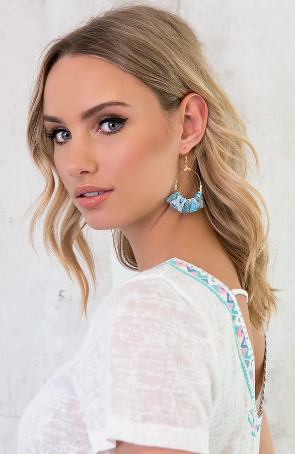 Kwastjes Oorbellen Ibiza Blauw – shoparchief, foto 2