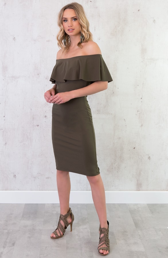 Off Shoulder Jurk Groen – shoparchief, foto 2
