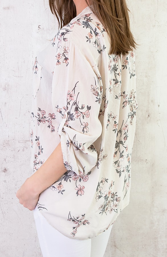 Bloemen Oversized Blouse Beige – shoparchief, foto 3