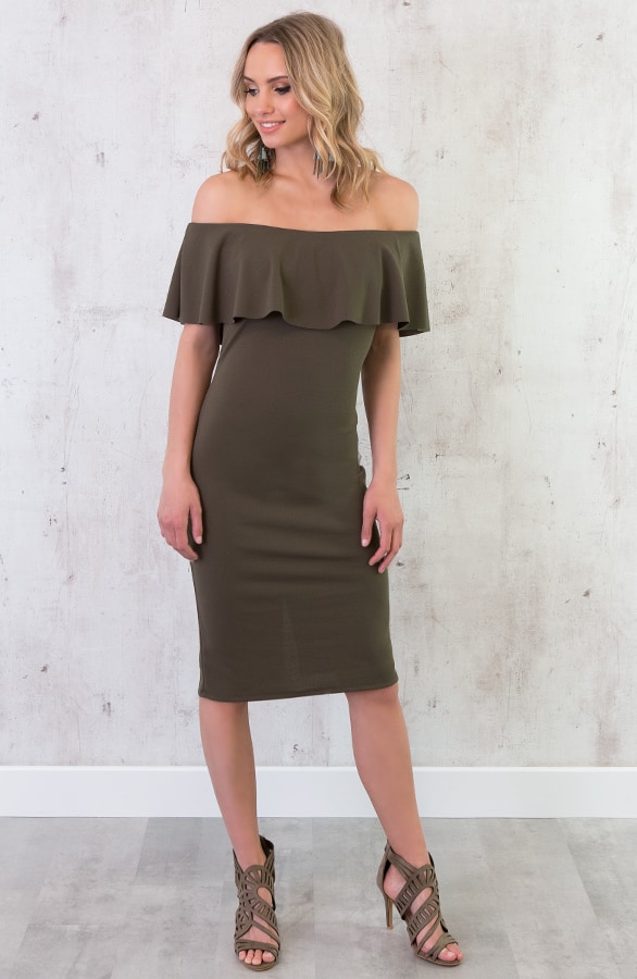Off Shoulder Jurk Groen – shoparchief, foto 4