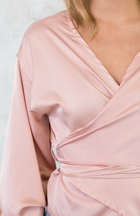 Zijde Overslag Blouse Roze – shoparchief, foto 5