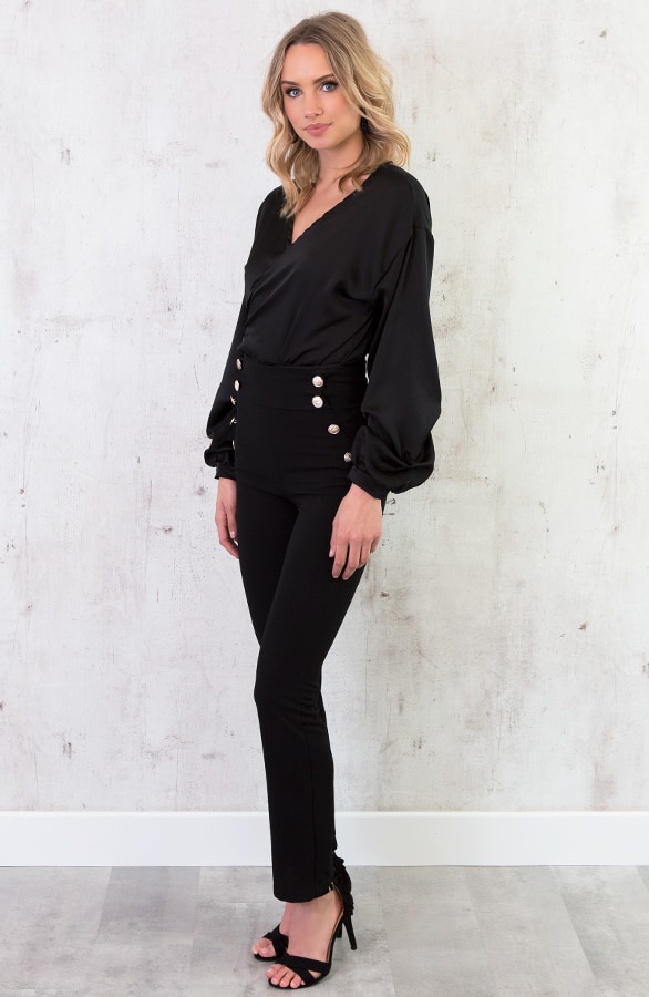 Zijde Overslag Blouse Zwart – shoparchief, foto 3