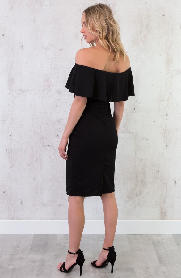 Off Shoulder Jurk Zwart – shoparchief, foto 4