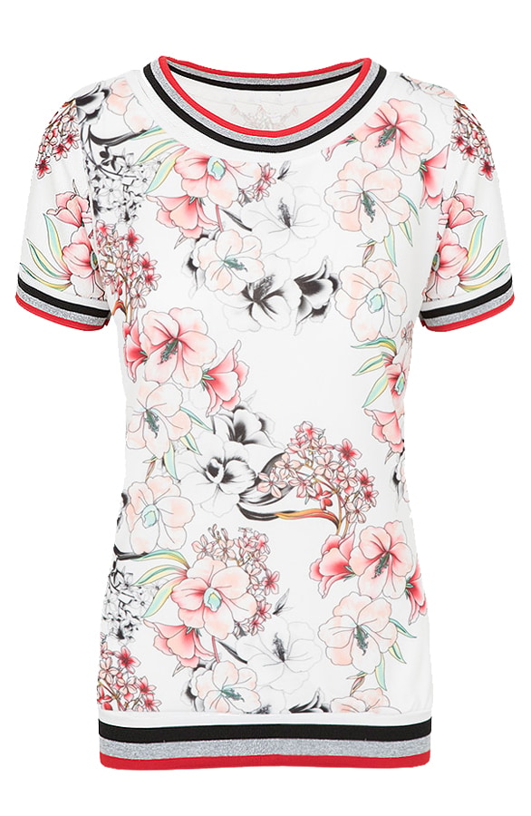 Bloemen Top Met Bies Wit – shoparchief