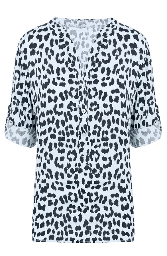 Blouse Met Panterprint Blauw – shoparchief