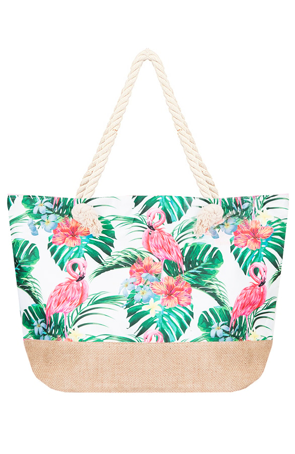 Flamingo Canvas Palm Leaves Tas – shoparchief