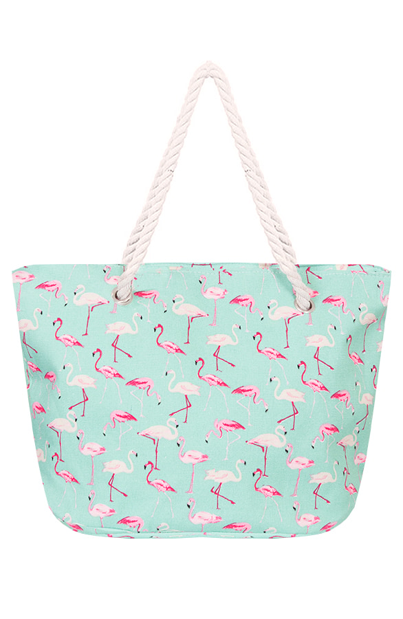 Flamingo Strandtas Mint – shoparchief