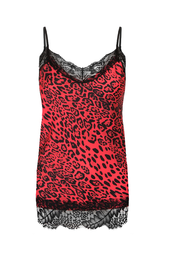 Leopard Kanten Top Rood – shoparchief