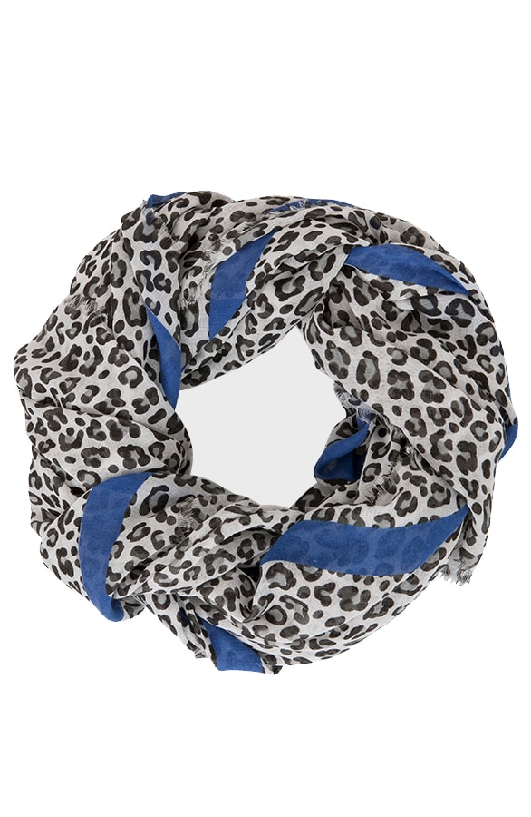 Leopard Sjaal Bies Blauw – shoparchief