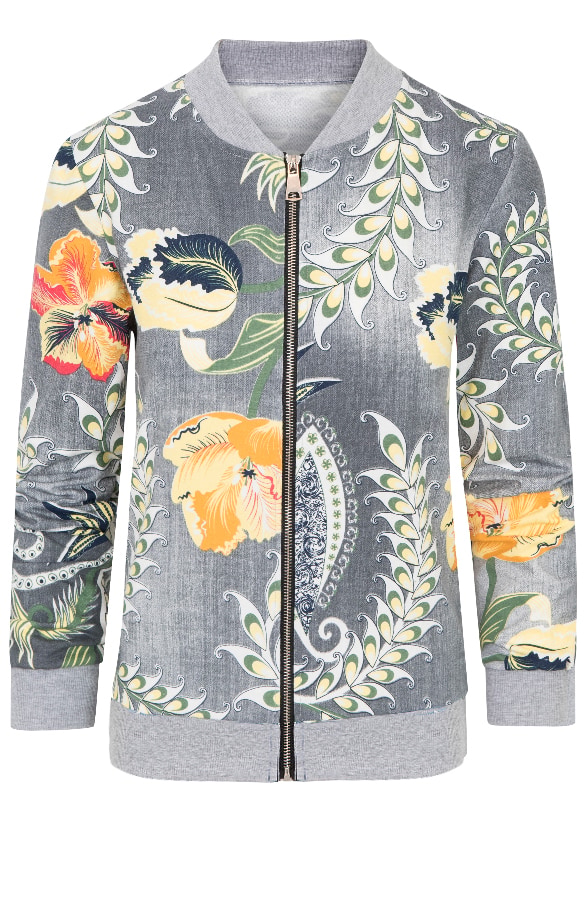 Peacock Bomber Jacket Grey – shoparchief