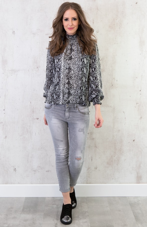 Slangenprint Col Blouse – shoparchief, foto 4