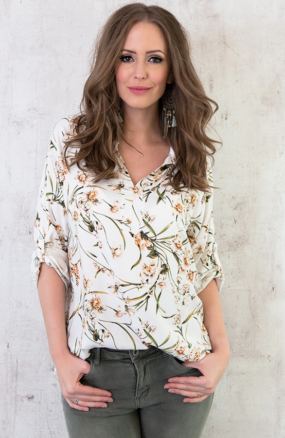Bloemen V Blouse Creme – shoparchief, foto 2
