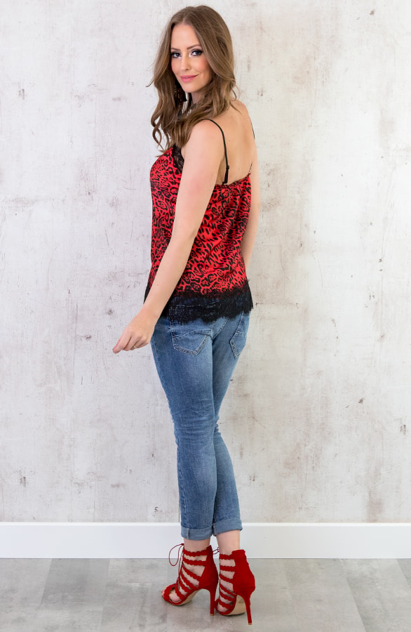 Leopard Kanten Top Rood – shoparchief, foto 5