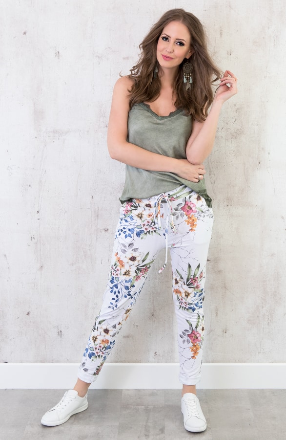 Bloemen Jogging Broek Wit – shoparchief, foto 5