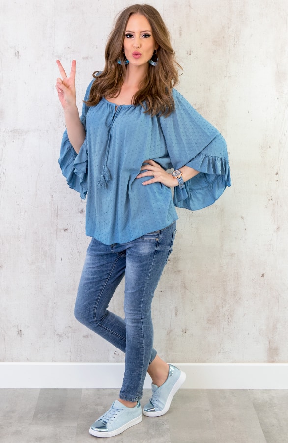 Oversized Stippen Tuniek Blauw – shoparchief, foto 6